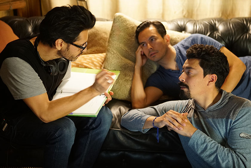 Miguel Angel Caballero, Luis Aldana, Matias Ponce On Set Broken Sunflower Hearts